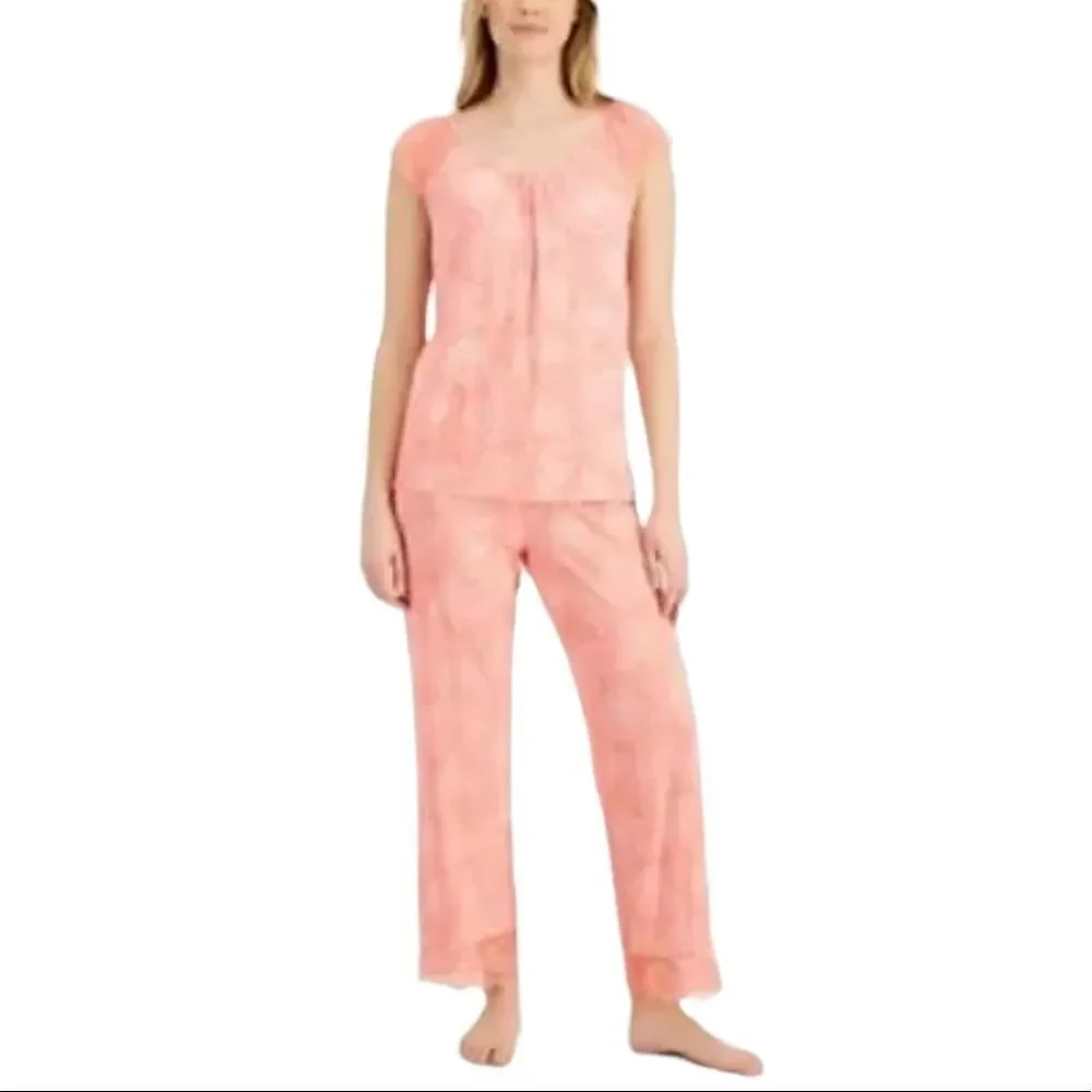 Charter Club Coral Daisy Lace Short Sleeve PJ Set Extra Small NWT